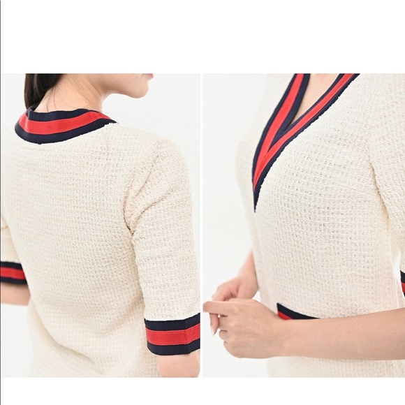 Gucci Web Ivory Light Tweed Gardenia Casual Dress - Picture 4 of 13